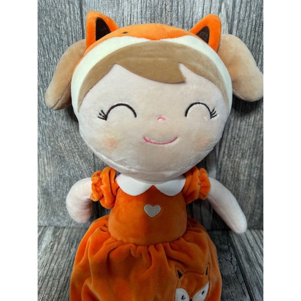 Gloveleya Fox Girl Soft Plush Toy Doll 16" Orange Dress - Picture 2 of 10